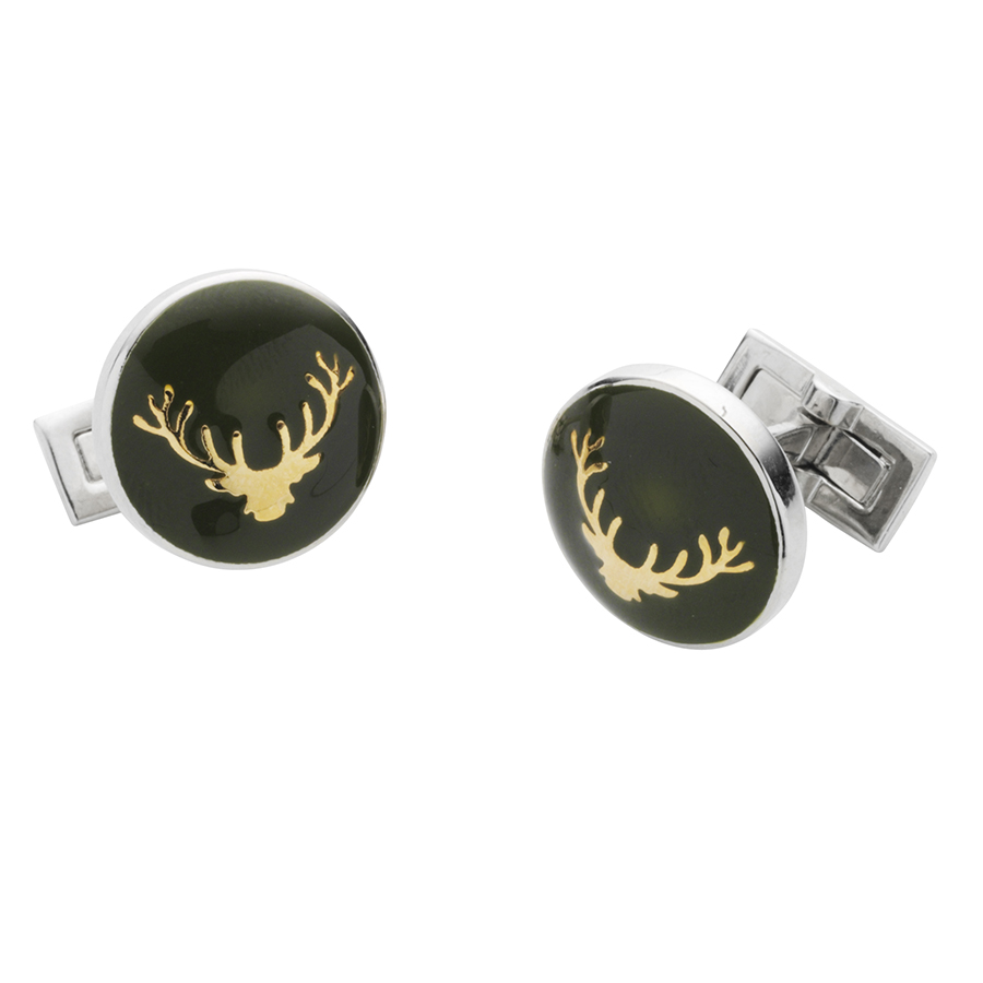 Laksen Stagshead Cufflinks - Racing Green