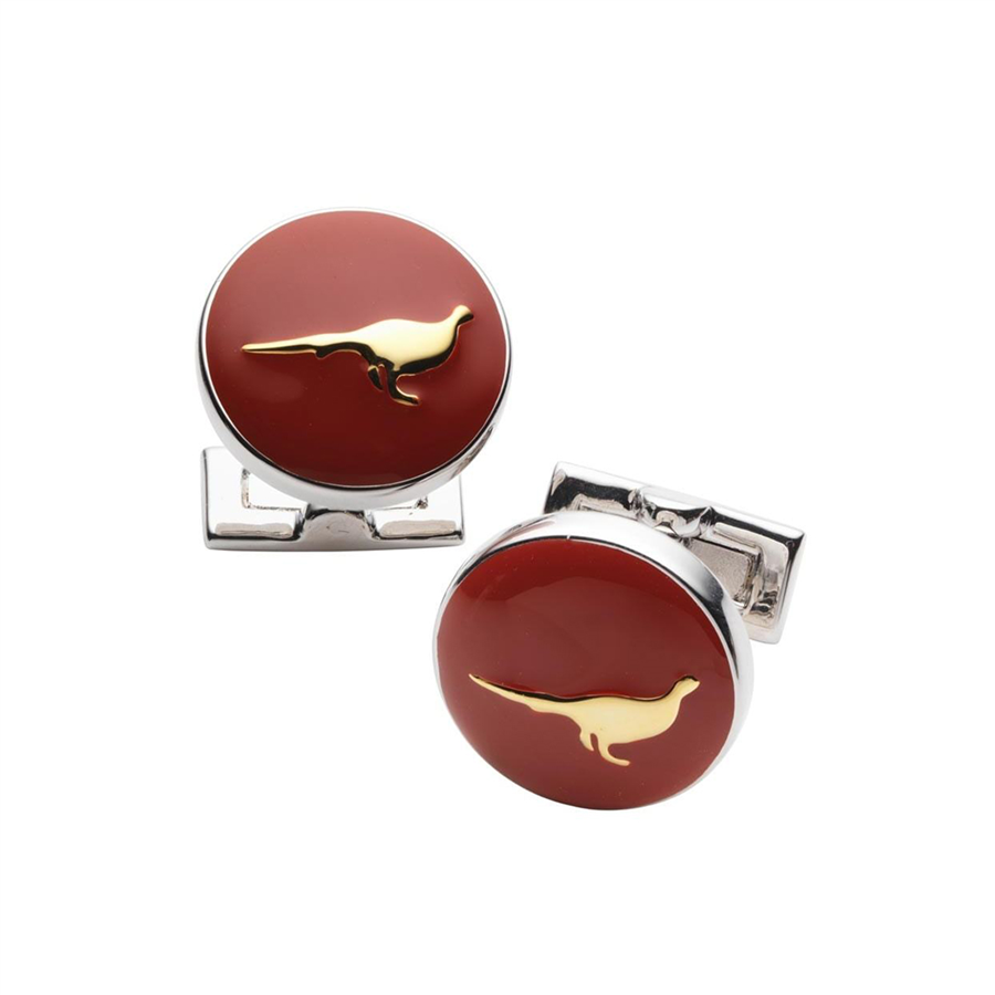 Laksen Pheasant Cufflinks - Blood Orange & Gold