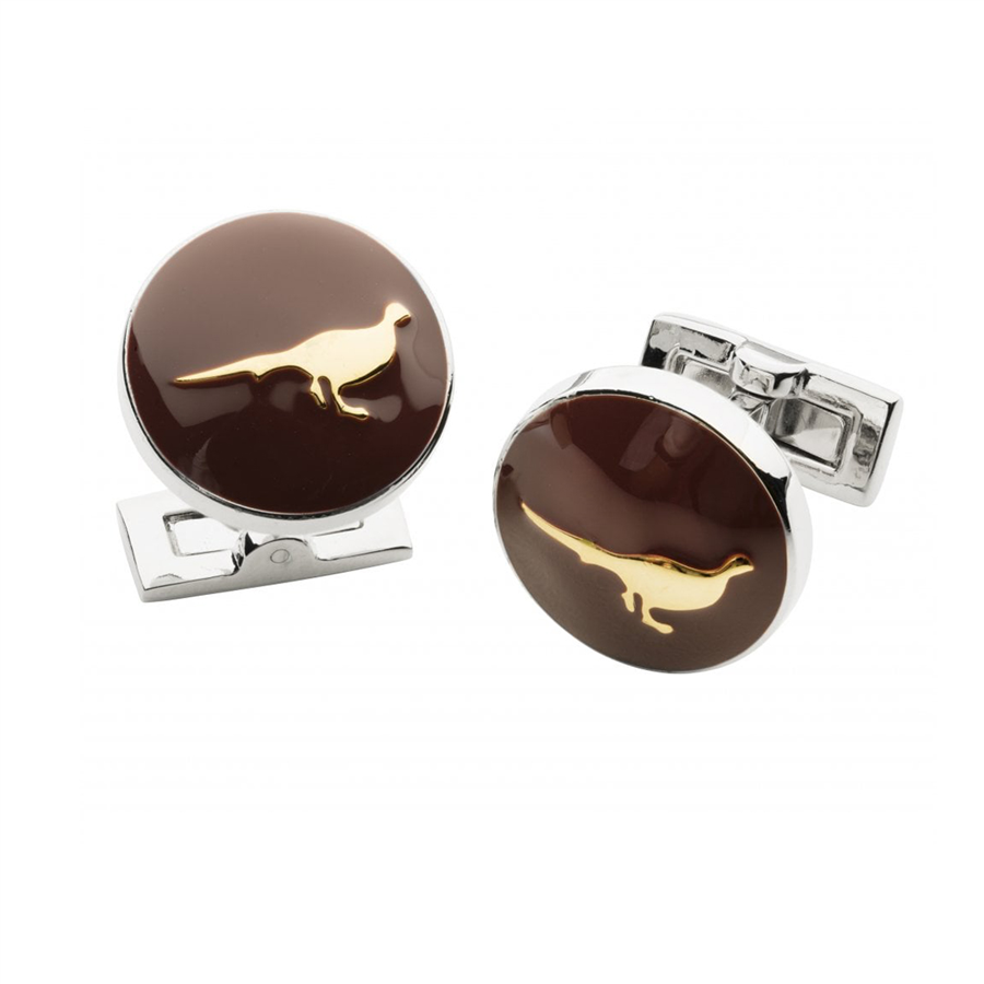 Laksen Pheasant Cufflinks - Burgundy