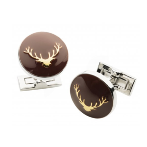 Laksen Stagshead Cufflinks - Burgundy & Gold