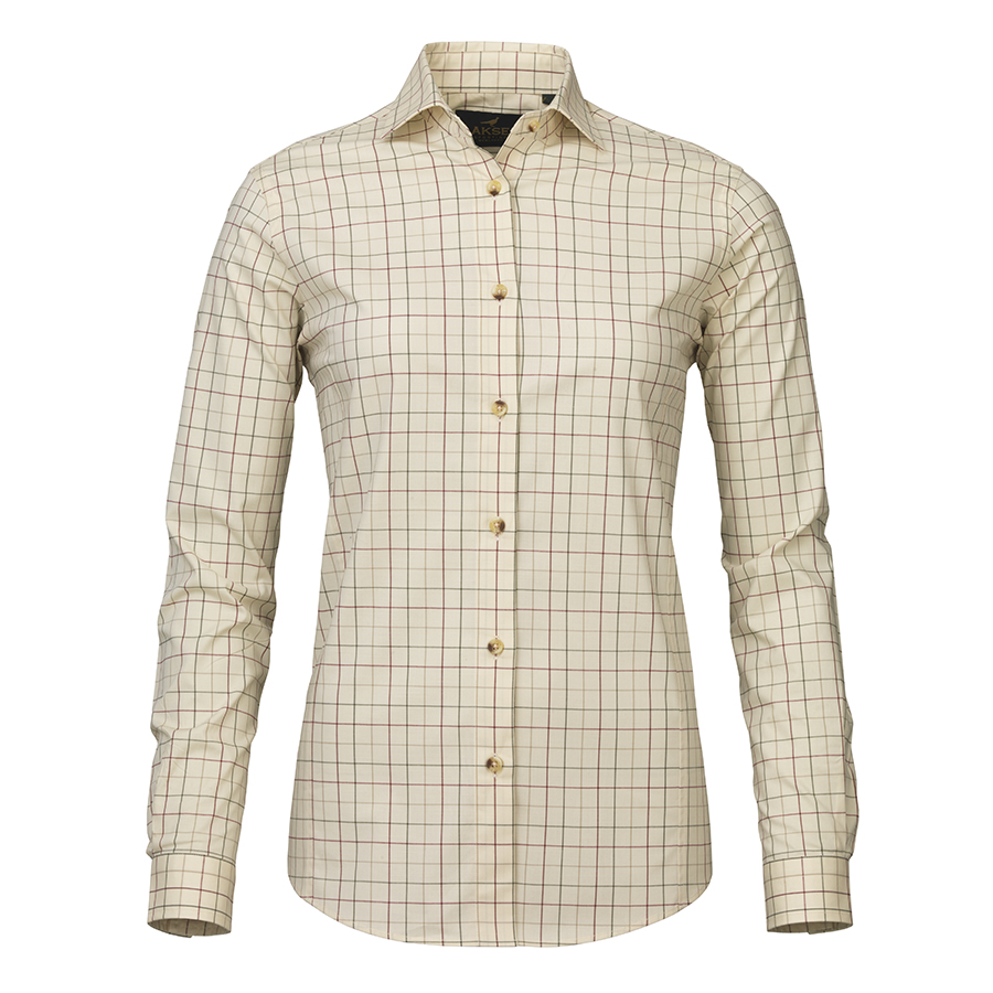 Laksen Eliza Sporting Stretch Shirt - Loden, Wine & Camel Check