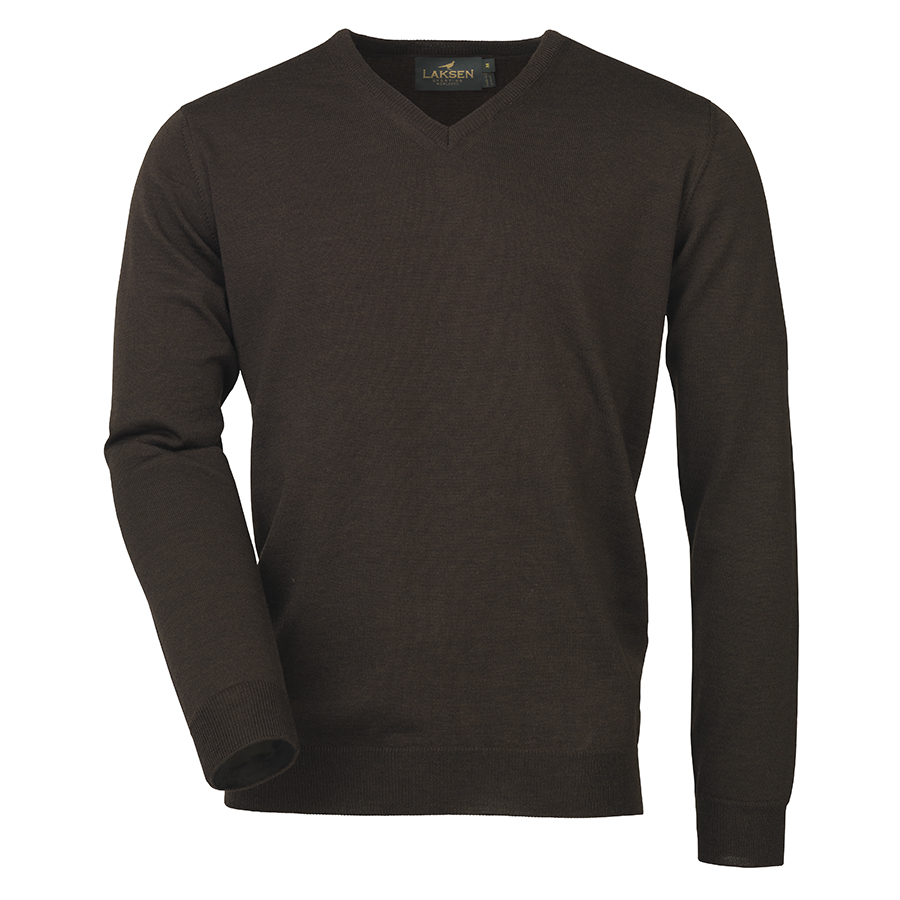 Laksen Sussex V Neck Sweater - Chocolate