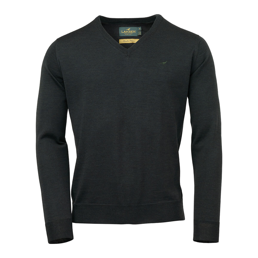Laksen Sussex V Neck Sweater - Olive