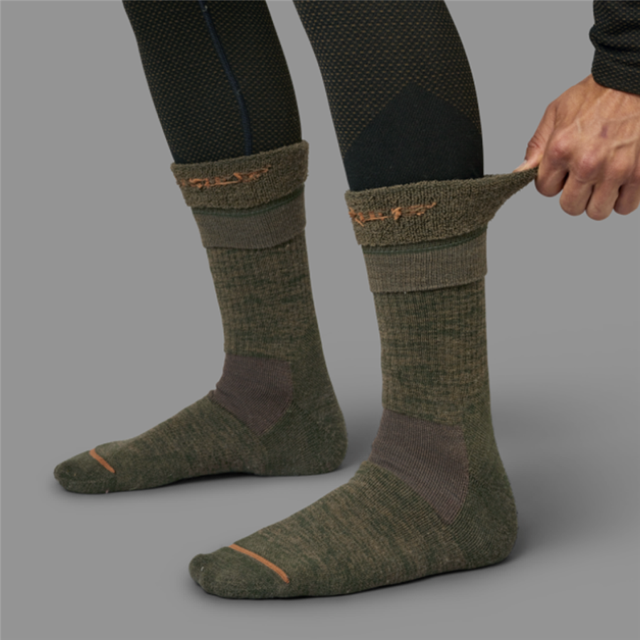 Harkila Pro Hunter 2.0 Short Socks - Willow Green & Shadow Brown - Image 2