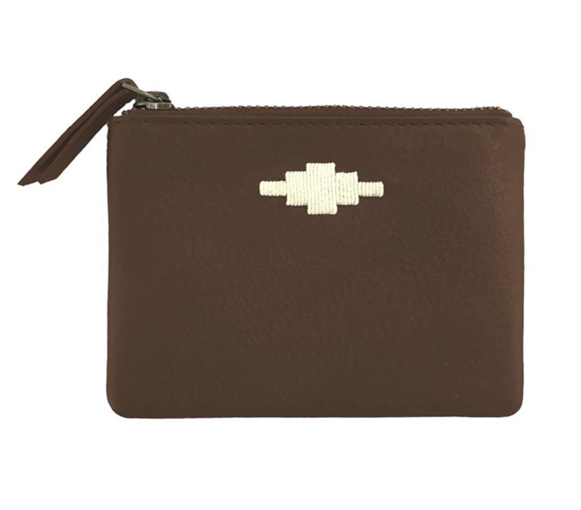Pampeano Cambio Purse - Brown Leather/Cream Stitching