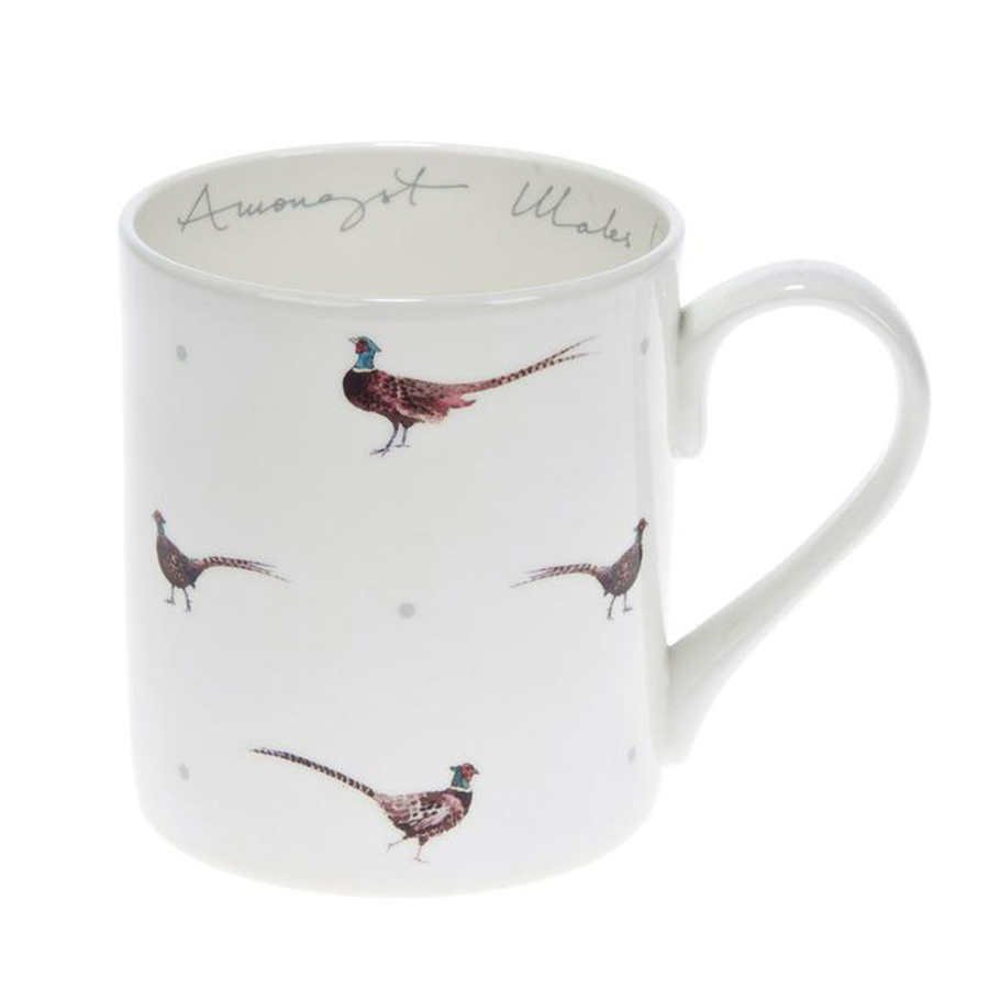 Sophie Allport Amongst Males Pheasant & Dot Mug - White