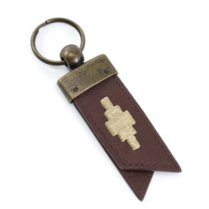 Pampeano Juntos keyring Brown leather/Cream Stitching