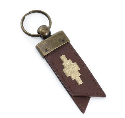Pampeano Juntos keyring Brown leather/Cream Stitching
