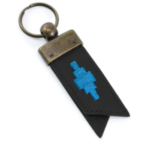Pampeano Juntos keyring Black leather/Blue Stitching