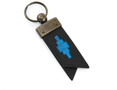 Pampeano Juntos keyring Black leather/Blue Stitching