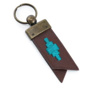 Pampeano Juntos keyring Brown Leather/Turquoise Stitching