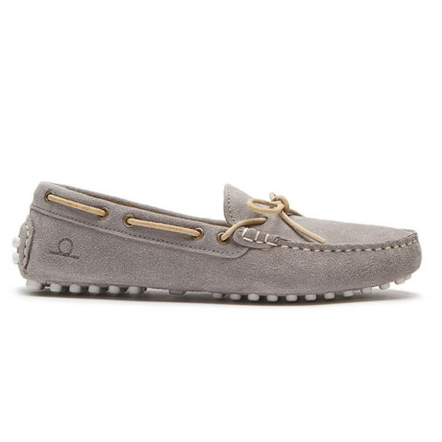 Chatham Ladies Aria Suede Driving Moccasins - Grey shoes