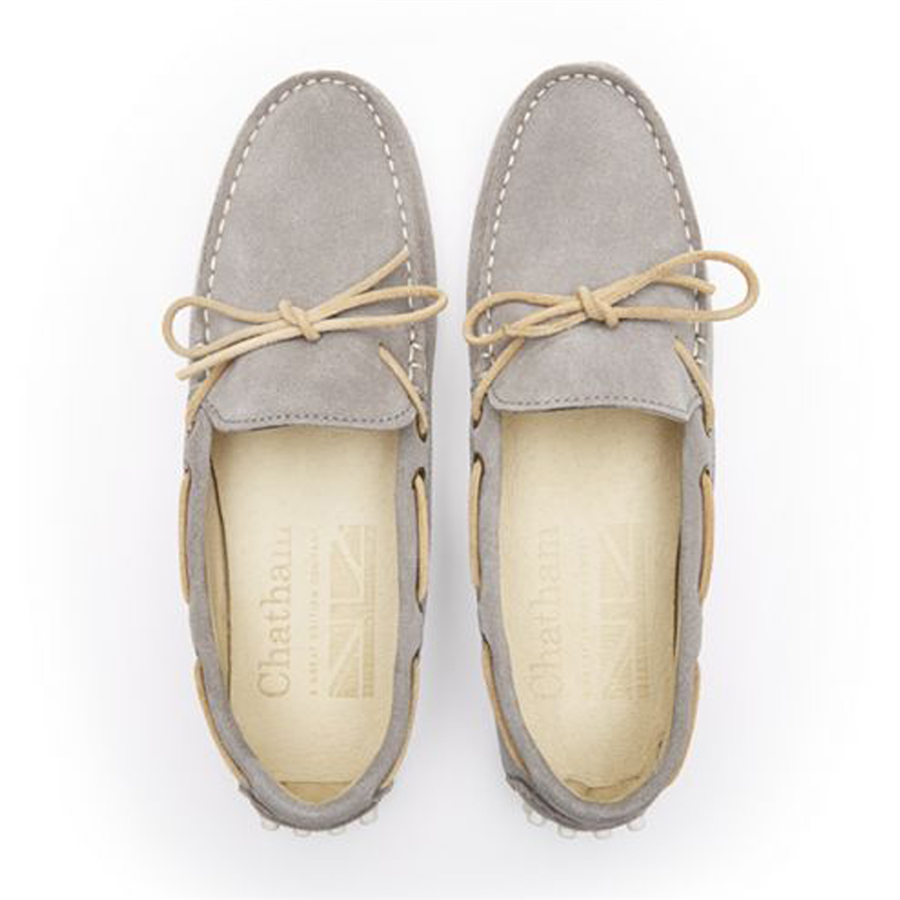 Chatham Ladies Aria Suede Driving Moccasins - Grey shoes - Image 2