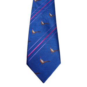 Taylors Ties Pheasant & Stripe Tie - Electric Blue
