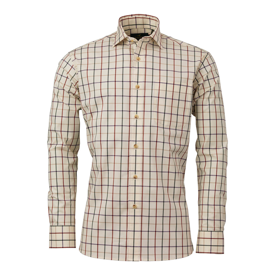Laksen Mike Sporting Stretch Shirt - Old Red/Olive/Sand/Heather