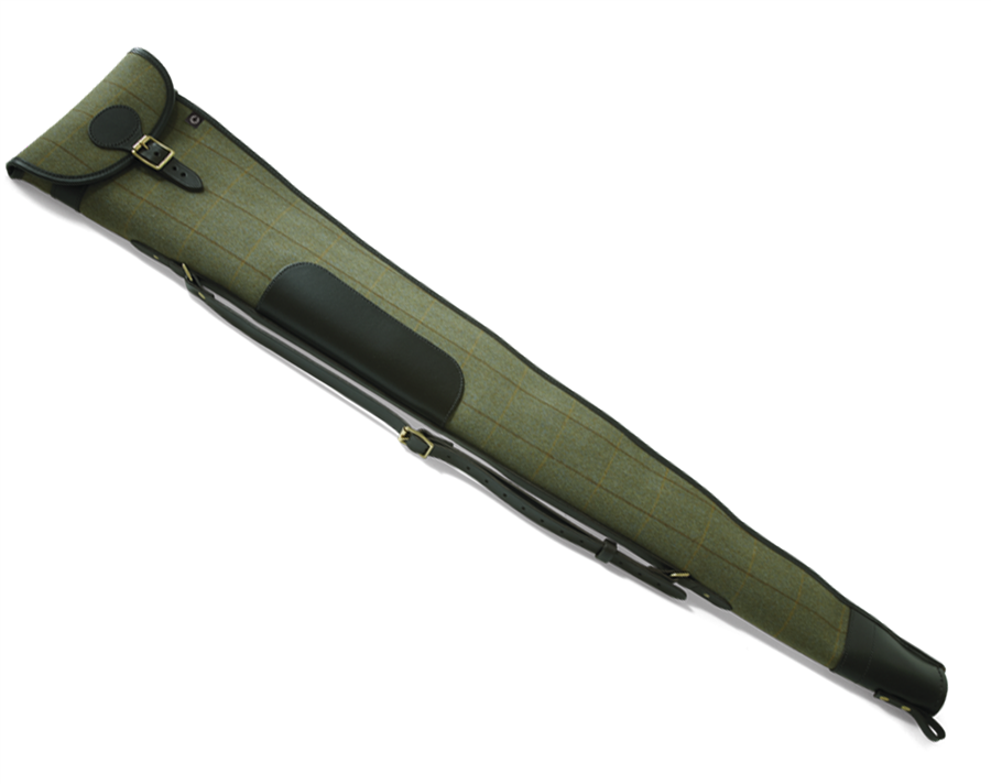 Croots Helmsley Tweed Shotgun gun Slip With Flap & Zip - Green