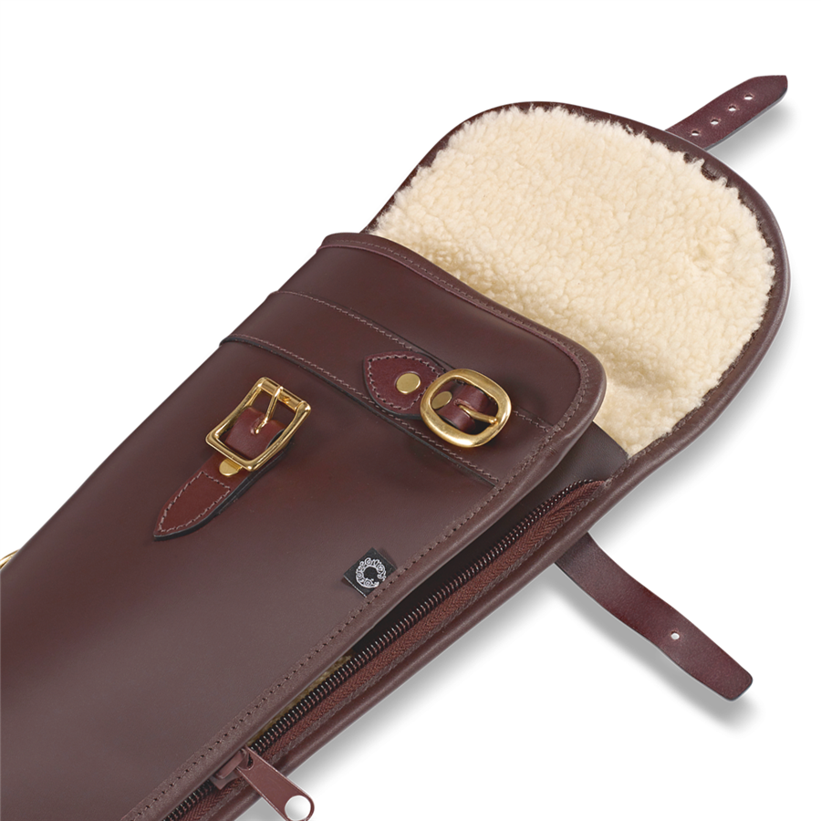 Croots Byland Leather Shotgun gun Slip With Flap & Zip - Oxblood - Image 3