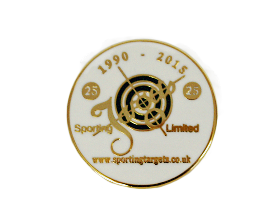 Sporting Targets 25 Years Pin Badge - White & Gold