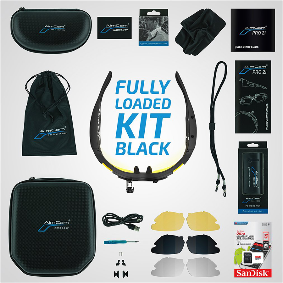 AimCam Pro 2i Glasses Fully Loaded Kit - Black Frame - Image 2