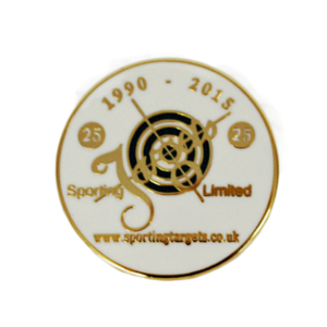 Sporting Targets 25 Years Pin Badge - White & Gold
