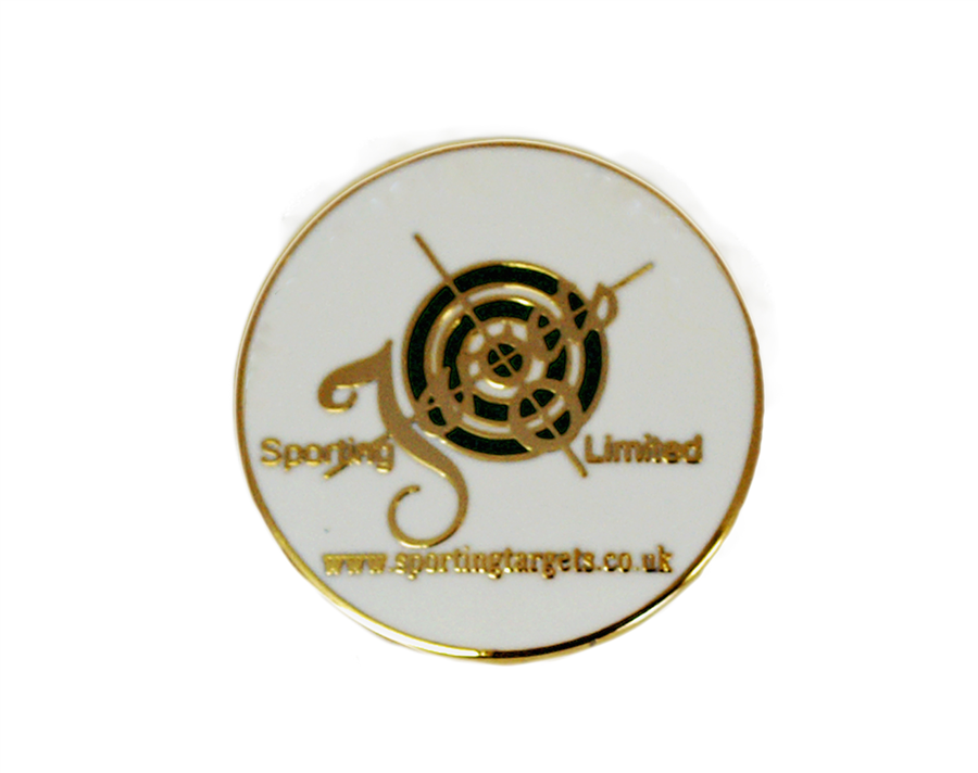 Sporting Targets Pin Badge - White & Gold