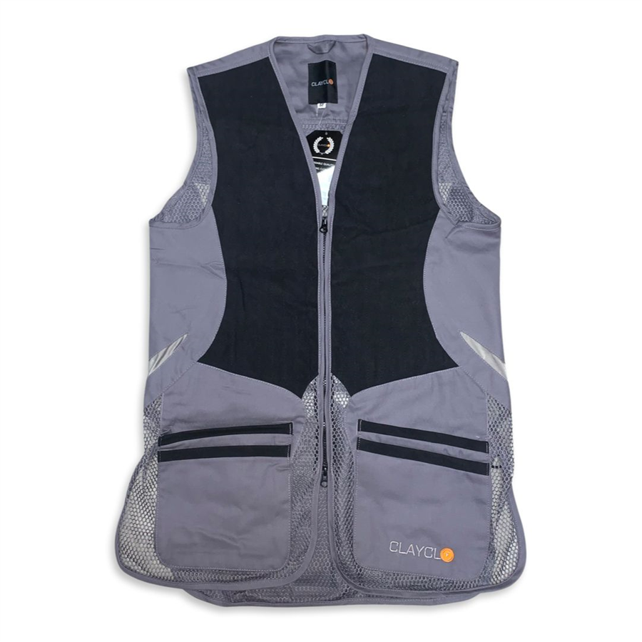 Clayclo Olympia Pro Skeet Vest - Steel & Black Suede