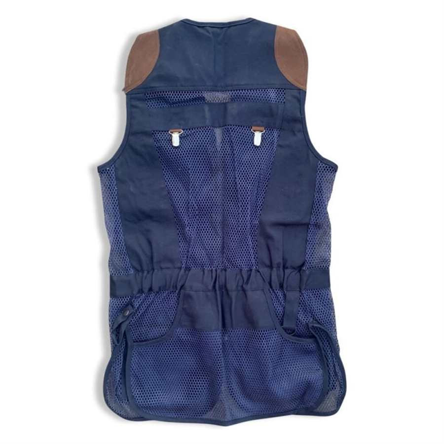 Clayclo Mens Classic Pro shell Skeet Vest - Navy Blue & Mesh Brown Suede - Image 2