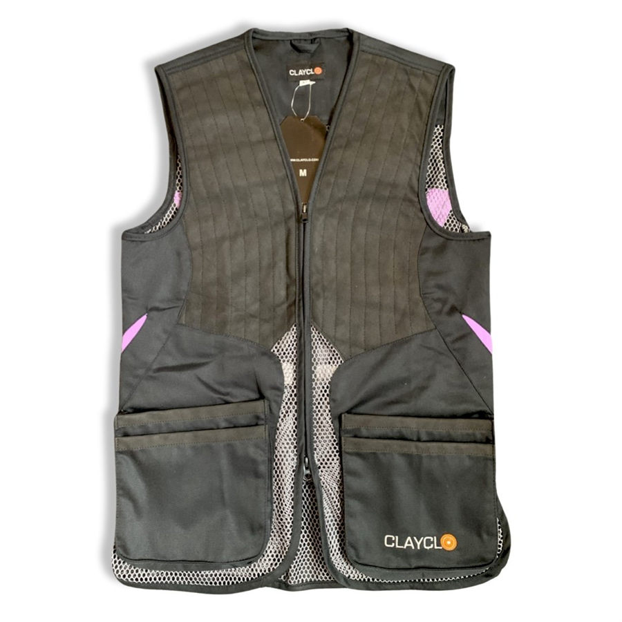 Clayclo Olympia Pro Skeet Vest Black - Grey Mesh & Lilac Lycra