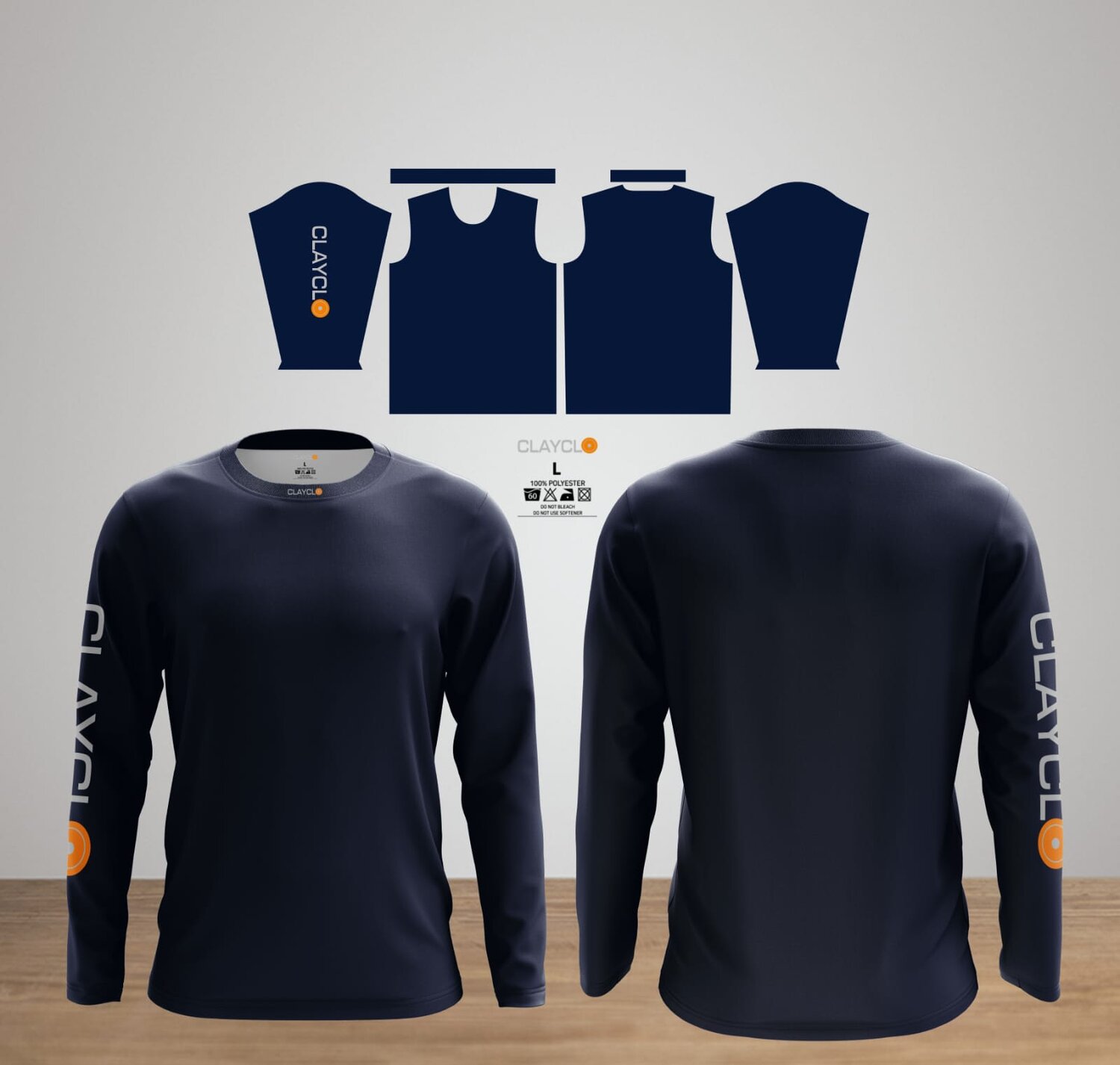 Clayclo Men's long sleeved base layer shirts - navy blue