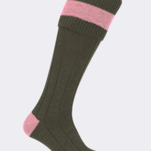 Pennine Byron Socks - Olive & Pink Small
