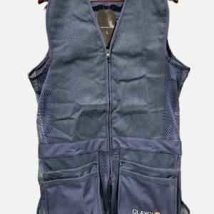 Clayclo Men's classic pro solid cotton shooting vest - navy / suede