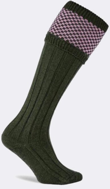 Pennine Penrith socks - olive and pink