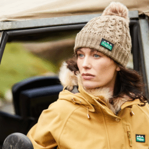 Ridgeline Ladies Nordic Fleck Bobble hat - ochre / winter berry