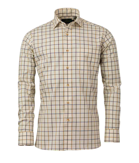 Laksen Sporting Stretch Shirt Mustard, Brownie , Cornflower