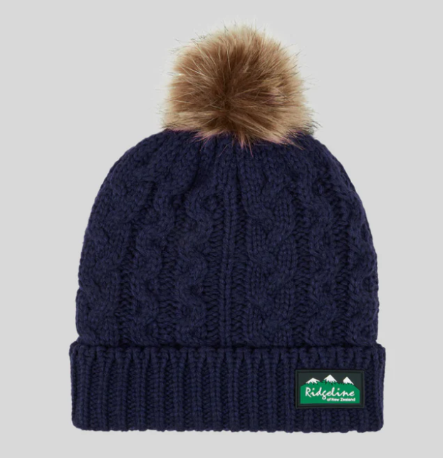 Ridgeline Ladies Nordic Fleck Bobble hat – Russet / Teak / Navy - Image 4