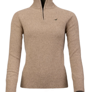 Laksen Ladies Tyne Zip Neck Merino Lambswool Sweater - Camel
