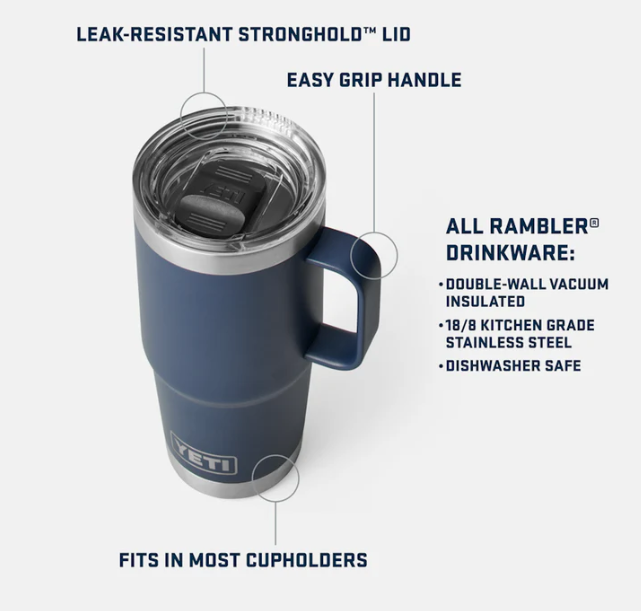 Yeti Rambler 20 oz Travel Mug - Charcoal - Image 2