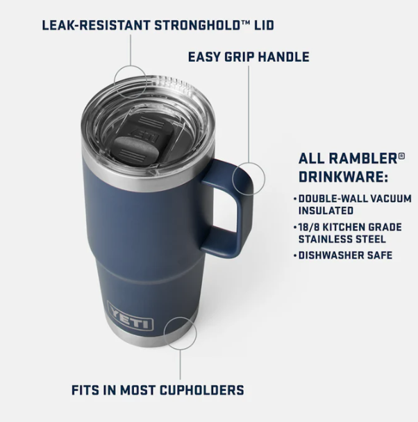 Yeti Rambler 20 oz Travel Mug - Navy - Image 2