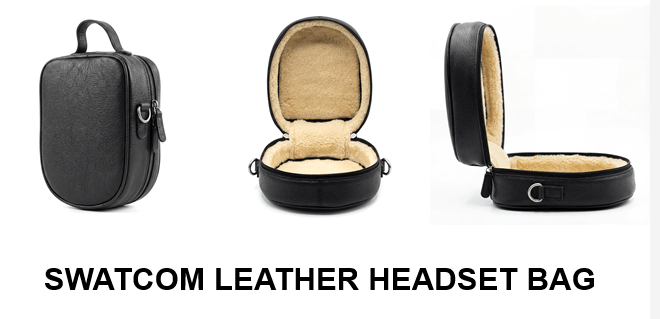 Swatcom Black Luxury Leather Single Headset Bag - Image 4