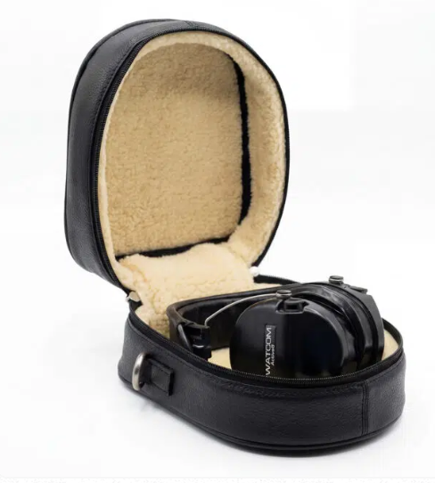 Swatcom Black Luxury Leather Single Headset Bag