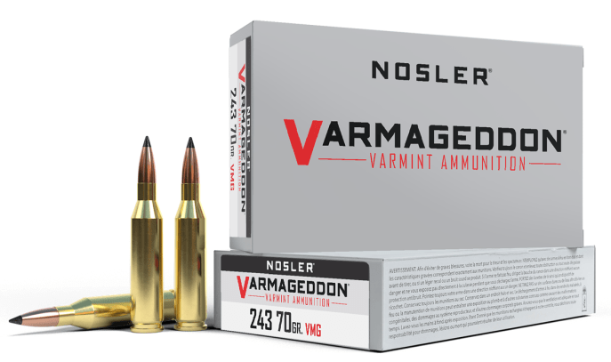 Nosler Varmageddon 70 Grain 243 Win Bullets (Boxes of 20)