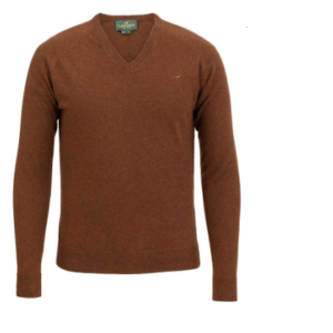 Laksen Trent V-Neck Lambs wool sweater - Toffee