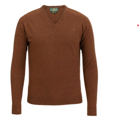 Laksen Trent V-Neck Lambs wool sweater - Toffee