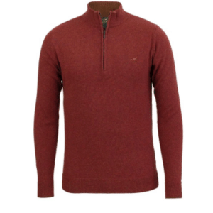 Laksen Brompton Lambs wool zip neck sweater - Rusty