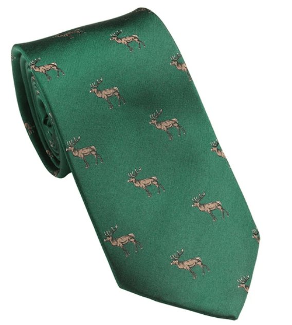 Laksen Fallow Deer Tie - British Racing Green.