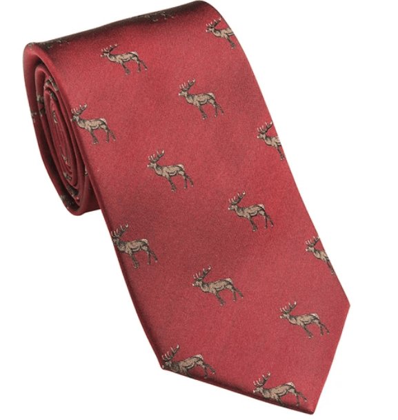 Laksen Fallow Deer Tie - Vintage Red