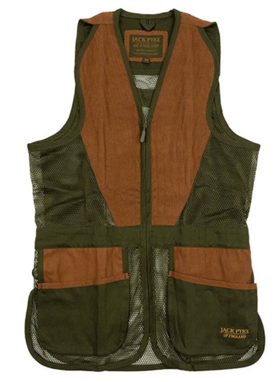 Jack Pyke Skeet Vest - Green / Brown Suede