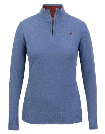 Laksen Ladies Tyne Zip Neck Sweater - Loch Blue